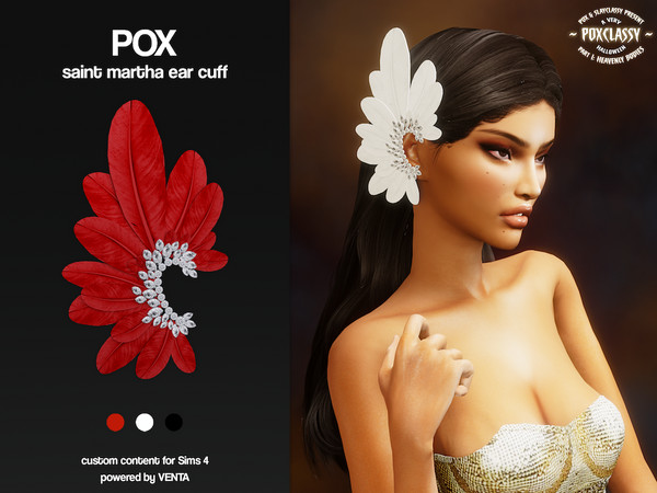 Sims 4 — POX - HB Saint Martha Ear Cuff (Left) by VentaStudio — Karlie Heavenly Dress