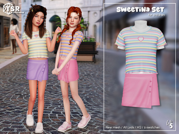 Sims 4 — (Wisteria) Sweetina_Skirt (child).package by WisteriaSims — This adorable outfit features a trendy crop top