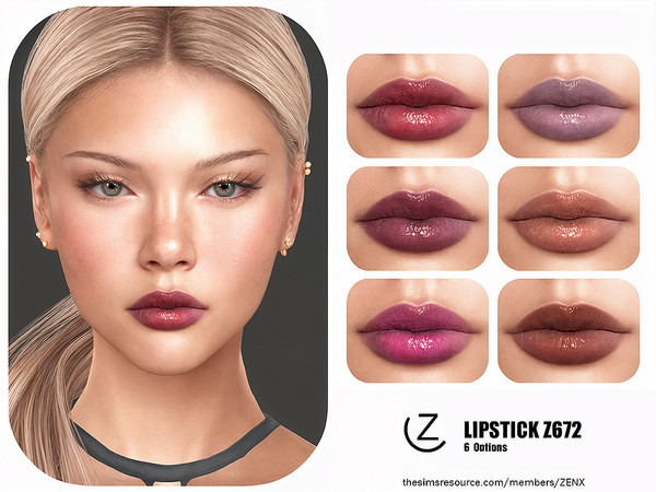 Sims 4 — LIPSTICK Z672 by ZENX — All Age