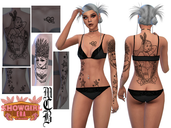 Sims 4 — Showgirl Upper Arm Tattoo (Left) by MaruChanBe2 — A showgirls inspired tattoo for your cuties.