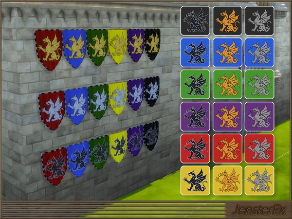Sims 4 — JensterEx-TallFlags-Dragon.package by JensterEx — For the medieval nobility, their coat of arms was everything.