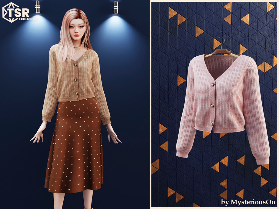The Sims Resource | Short loose knitted cardigan