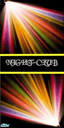 Sims 2 — night club set - Individual Item by skinflin — bursts of colour against black wall with night club border