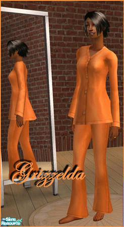 Sims 2 — Orange Satin PJS by Grizzelda — Bright and fun pajamas in a rainbow of colors! Use with mesh_lcmmessypjs030406 