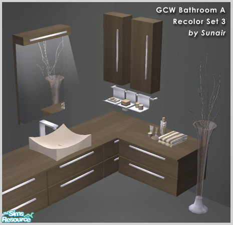Sims 2 — GCW Bathroom A - Recolor set 3 by Sunair — GCW Bathroom A - Recolor set 3 (darkwood)