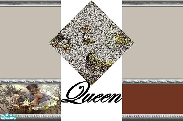 Sims 2 — Queen by Lorah — Beige and rust paint with Queen wallpaper.