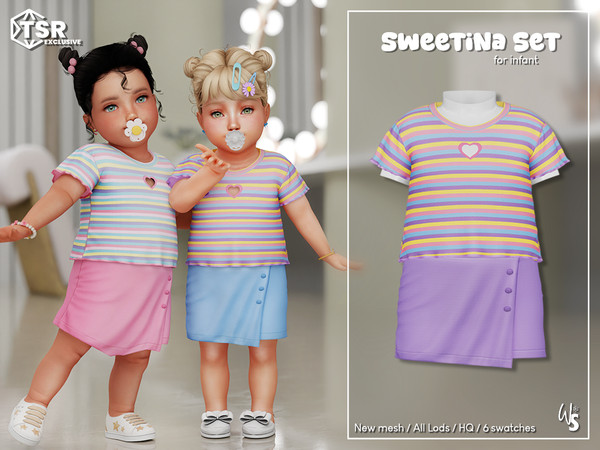 Sims 4 — Sweetina Clothing Set for infant by WisteriaSims — This adorable outfit for infant features a trendy crop top