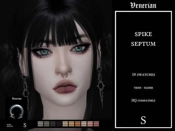 Sims 4 — Spike Septum by Venerian (Small) by Venerian — 10 swatches Teen to Elder No gender or frame restrictions HQ