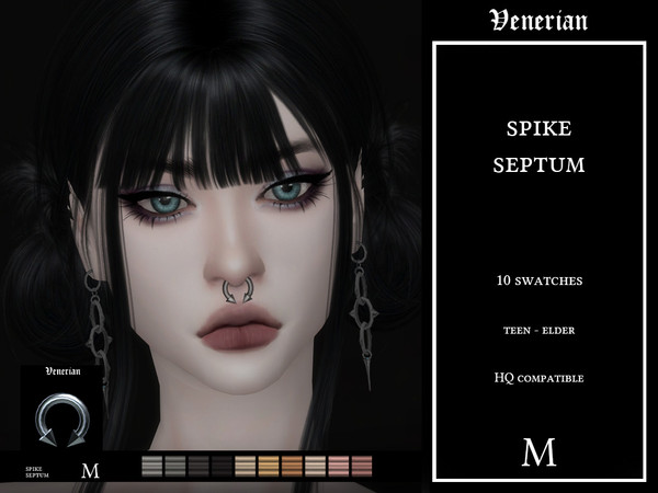 Sims 4 — Spike Septum by Venerian (Medium) by Venerian — 10 swatches Teen to Elder No gender or frame restrictions HQ