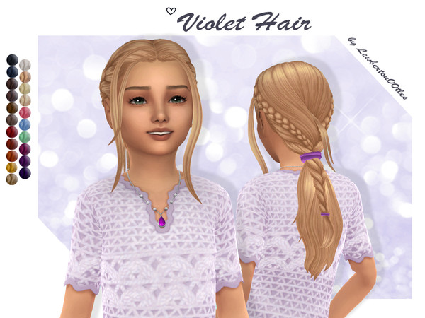 Sims 4 — Violet Hair - Child version by Lewbertsn00tles — A long hairstyle with a delicate braid and loose face-framing