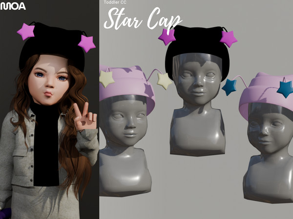 Sims 4 — Star Cap Toddler. by MOA_CC — Adorable star patterned beanie for toddlers.
