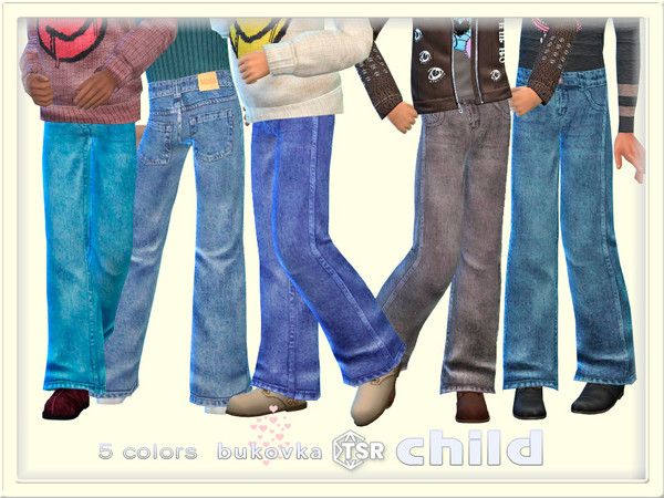 Sims 4 — Pants Denim by bukovka — Stylish jeans are designed for children of both sexes: boys and girls, in 5 color