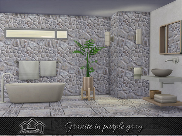 Sims 4 — Granite in purple gray 3 by Emerald — Upgrade your bathroom with luxury set in natural granite stone.