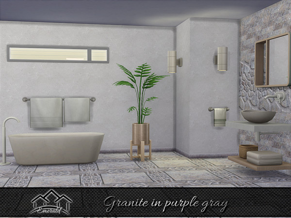 Sims 4 — Granite in purple gray 6 by Emerald — Upgrade your bathroom with luxury set in natural granite stone.