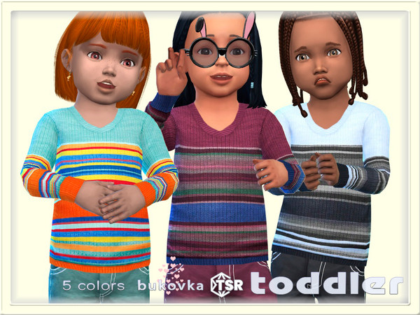 Sims 4 — Sweater Stripes by bukovka — This fashionable sweater is designed for toddlers of both sexes: boys and girls, in