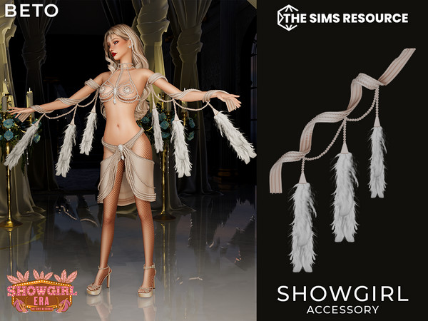 Sims 4 — ShowGirl (ACC) by Beto_ae0 — Feather and diamond-studded arm accessory Important: - It's only found in the