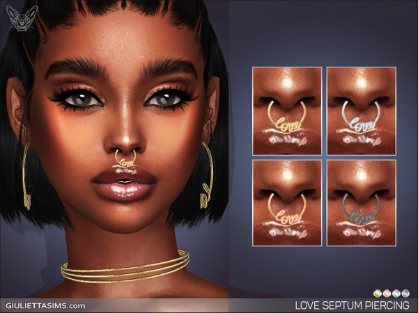 Sims 4 — Love Nose Septum Piercing by feyona — Love Nose Septum Piercing comes with 4 swatches.