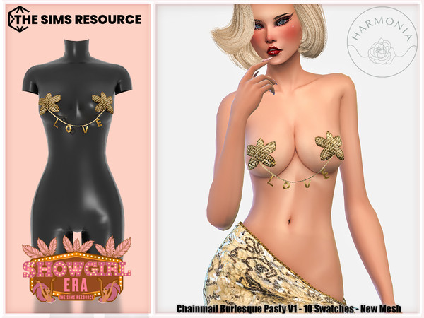 Sims 4 — Showgirl Era - Patreon Chainmail Burlesque Pasty V1 by Harmonia — New Mesh