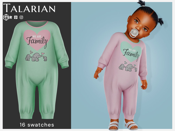 Sims 4 — Aurora Jumpsuit (Infant) by talarian — Cozy knit jumpsuit with long sleeves and cuffed hems, featuring a sweet