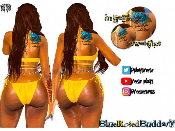 Sims 4 — Blue Rose Butterfly Tattoo by fairyreese — Custom Thumbnail Teen-Adult