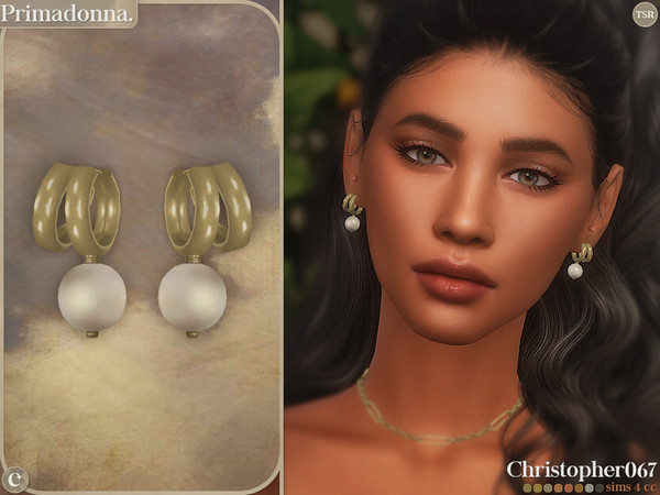 Sims 4 — Primadonna Earrings - Double Hoop Pearl Charm Earrings by christopher0672 — This is an elegant pair of double