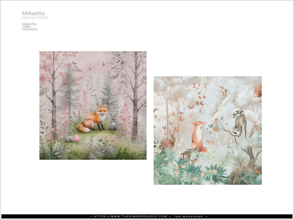 Sims 4 — Mikaella - photomural 3x3 by Severinka_ — A set of furniture and decor for the design of a children's room.