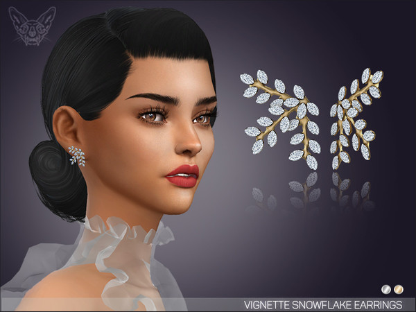 Sims 4 — Vignette Crystal Snowflake Earrings by feyona — Vignette Crystal Earrings come with 2 swatches. They are perfect