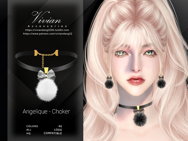 Sims 4 — Angelique - Choker by VivianDang — - All new meshes