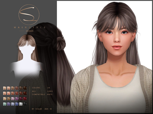 Sims 4 — S-Club_051025_ cute long hairstyle by S-Club — cute long hairstyle hope you like, thank you