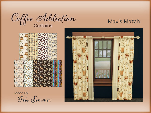 Sims 4 — Coffee Addiction Right Curtain by TrisSims7 — For the coffee lovers. - 9 Swatches