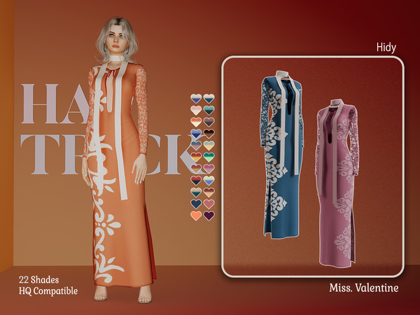 Sims 4 — Hidy Dress by MissValentine142 — Long Dress with scarf