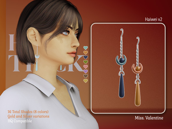 Sims 4 — Haiwei earrings v2 by MissValentine142 — Long earrings with moon