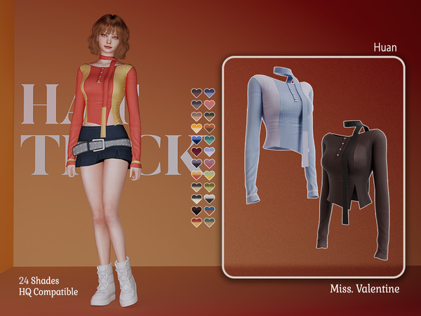 Sims 4 — Huan Top by MissValentine142 — Bandeau top with scarf