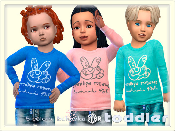 Sims 4 — Sweater Peace by bukovka — This stylish sweater is designed for toddlers of both sexes: boys and girls, and