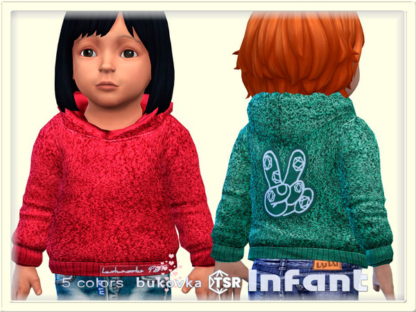 Sims 4 — Hoody by bukovka — A stylish sweatshirt designed for infants of both sexes: boys and girls, in 5 color options.