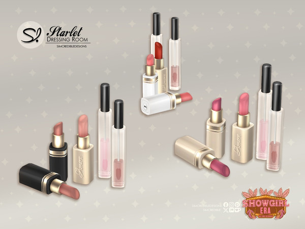 Sims 4 — Starlet Dressing Room Lipsticks by SIMcredible! — A stylish and confident Sim needs her beauty essentials to