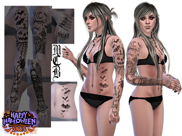 Sims 4 — Halloween Bats Stomach Tattoo by MaruChanBe2 — Halloween inspired tattoos for your cuties.
