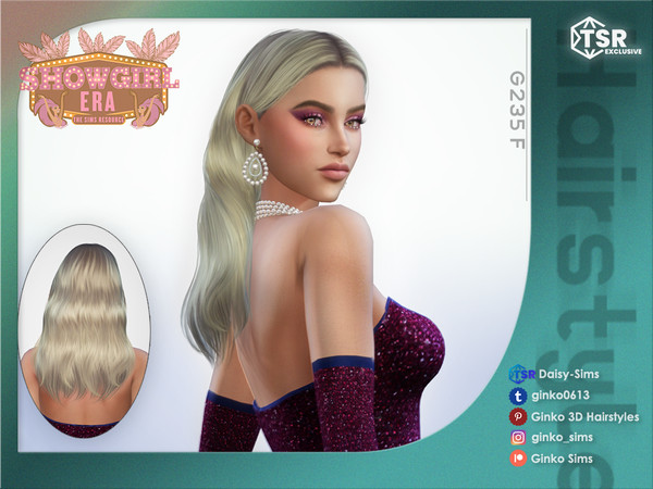 Sims 4 — SHOWGIRL ERA - Wavy Long Hair - Ginko 235 by Daisy-Sims — 21 base colors + 9 ombre colors