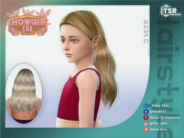 Sims 4 — SHOWGIRL ERA - Wavy Long Hair for Children - Ginko 235C by Daisy-Sims — 21 base colors + 9 ombre colors