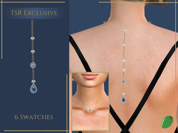 Sims 4 — Julianna Back Drop Necklace by Pitted0live — Starbrite sapphire and diamond back drop necklace, perfect for