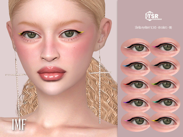 Sims 4 — IMF Shelia Eyeliner N.343 by IzzieMcFire — Shelia Eyeliner N.343 contains 10 colors in hq texture.
