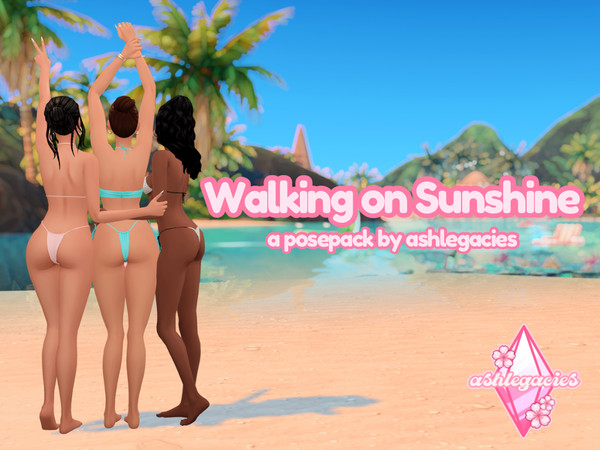 Sims 4 — Walking on Sunshine Posepack by ashlegacies — - Posepack (5 poses)