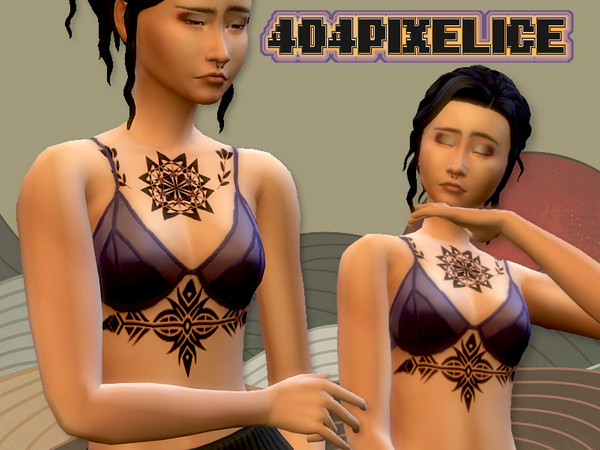 Sims 4 — Symmetric upper body tattoos by 404pixelice — The file contain this piece. It has five swatches so you can pick