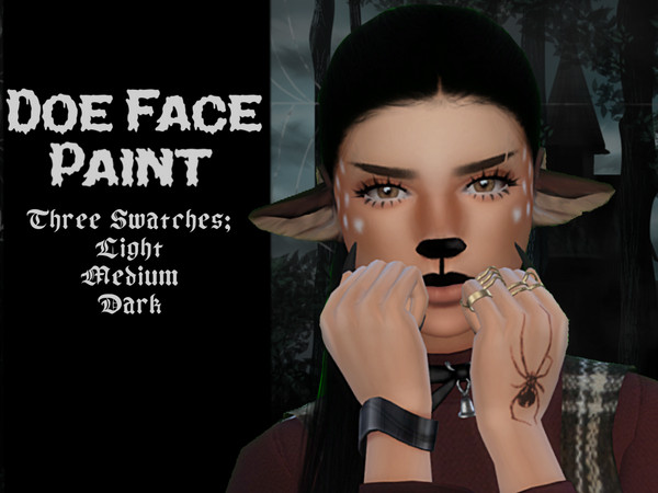 Sims 4 — Doe Halloween Makeup by _alttrait_ — A cute doe-inspired face paint. It comes in three swatches: light, medium
