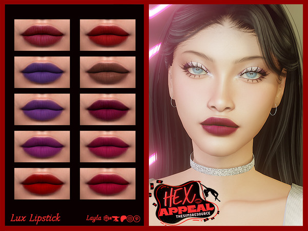 Sims 4 — Hex Appeal - Lux Lipstick by Layla — Previews were made using HQ Mod