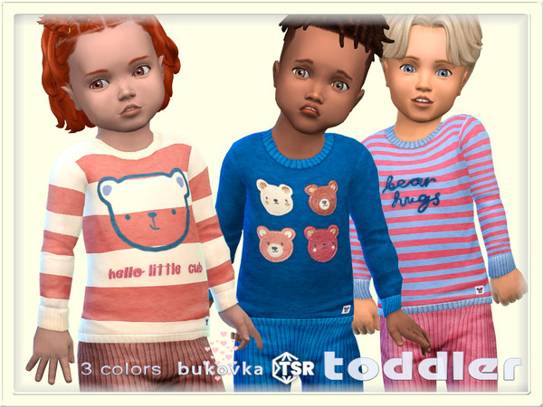 Sims 4 — Shirt Little Cub by bukovka — This stylish sweater is designed for toddlers of both sexes: boys and girls, and