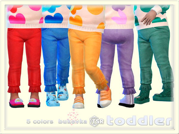 Sims 4 — Pants Hearts by bukovka — The cute pants are designed for toddlers, only for girls, and come in 5 color options.