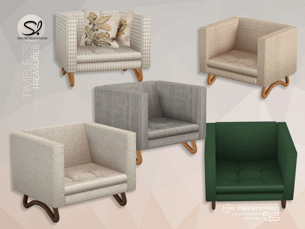 Sims 4 — Timeless Treasures Chair 2 by SIMcredible! — Timeless Treasures is a mid-century modern series, with wooden