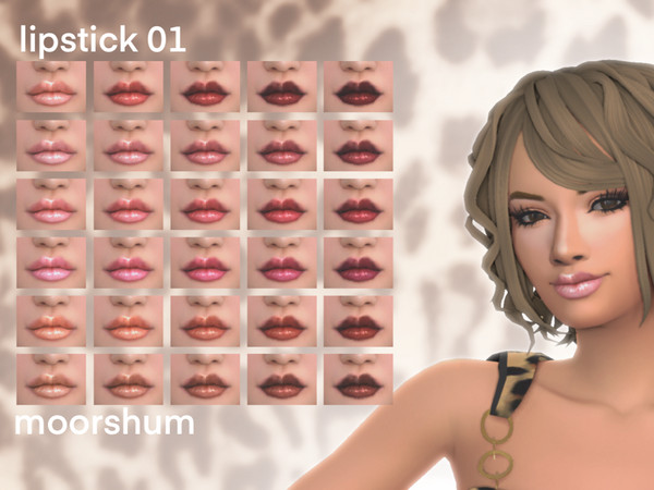 Sims 4 — glossy lipstick 01 by moorshum — - 30 swatches