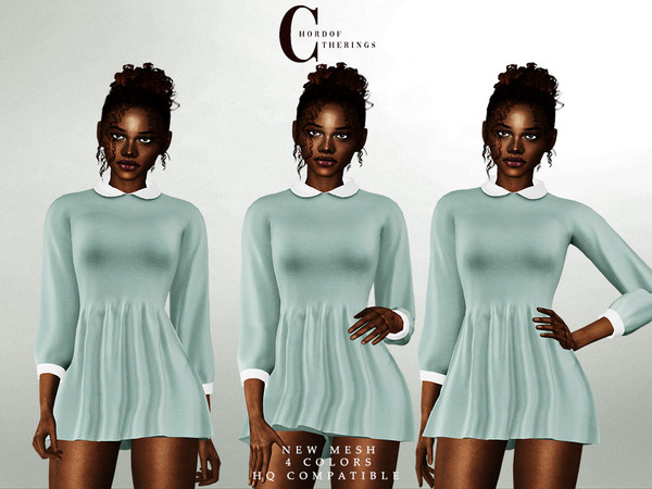 Sims 4 — Short Dress D-442 by ChordoftheRings — ChordoftheRings Short Dress D-442 - 4 Colors